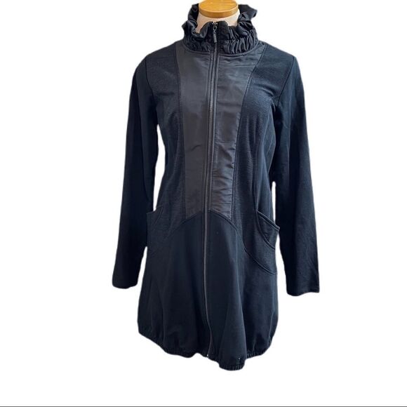 YEST Black Ruffle Jacket Parka Size M/L/XL See Measurements - Picture 1 of 14